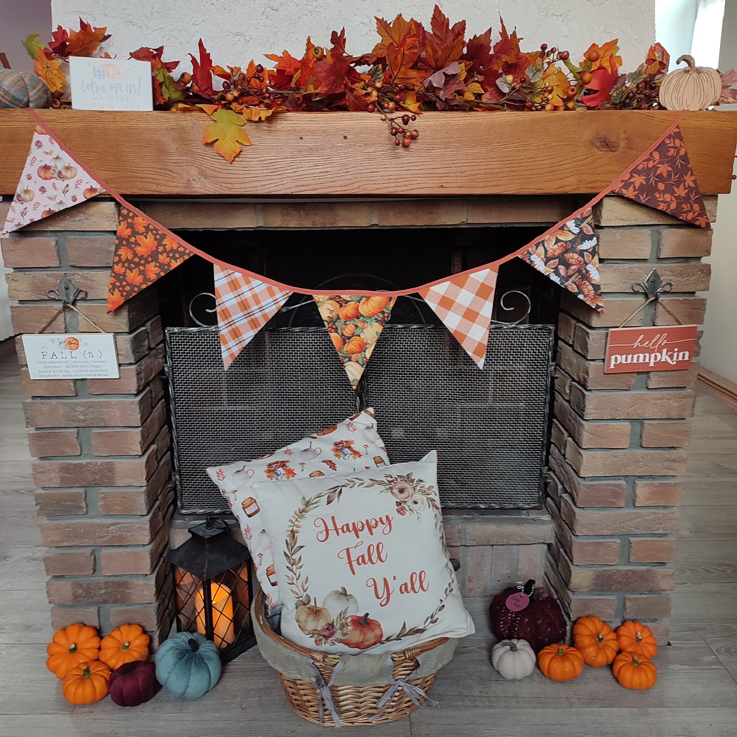 Guirlande de fanions triangles - Motifs d'automne