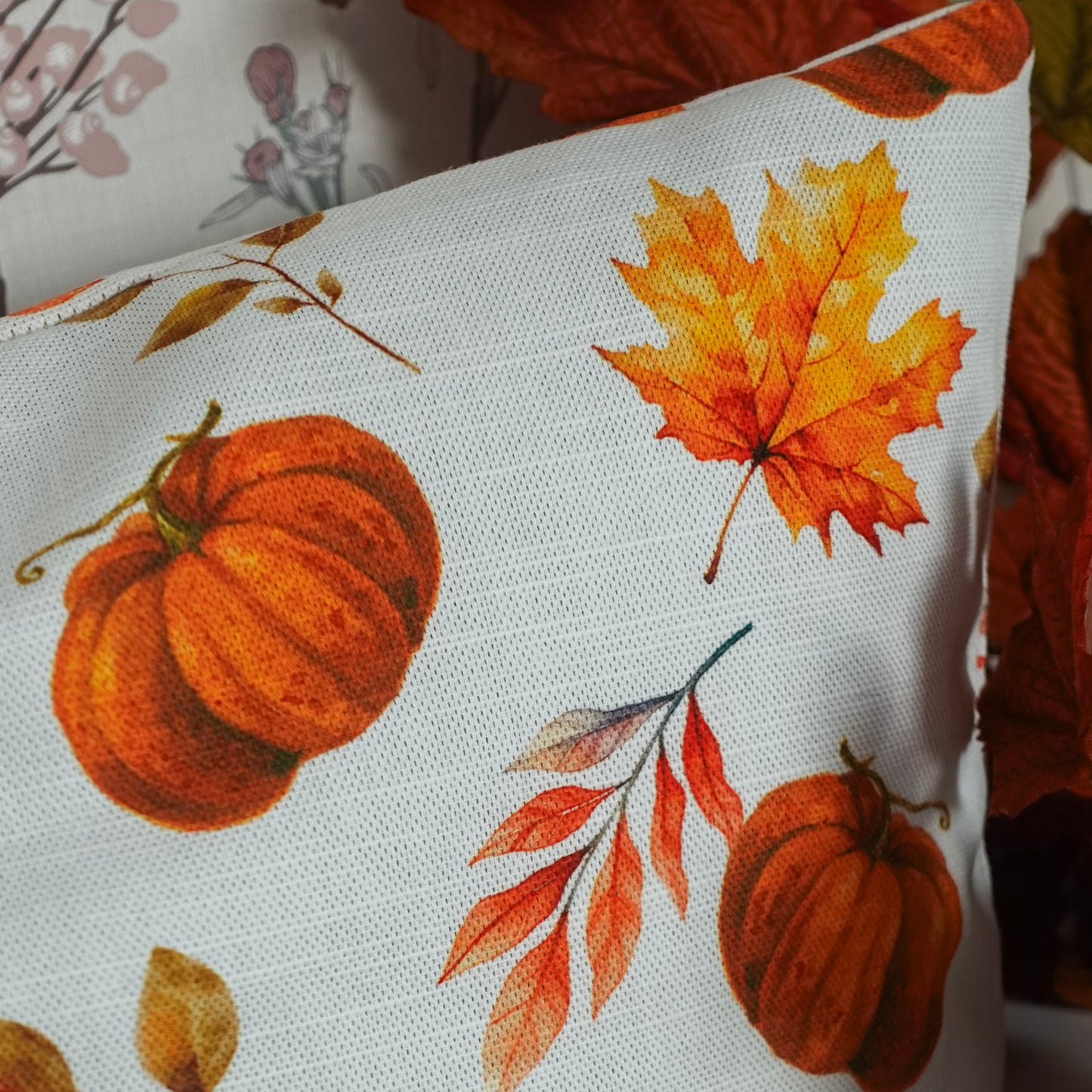 Housse de Coussin "Pluie de citrouilles" - 40x40cm