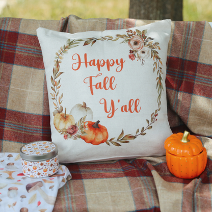 Housse de Coussin "Happy Fall Y'all" - 40x40cm