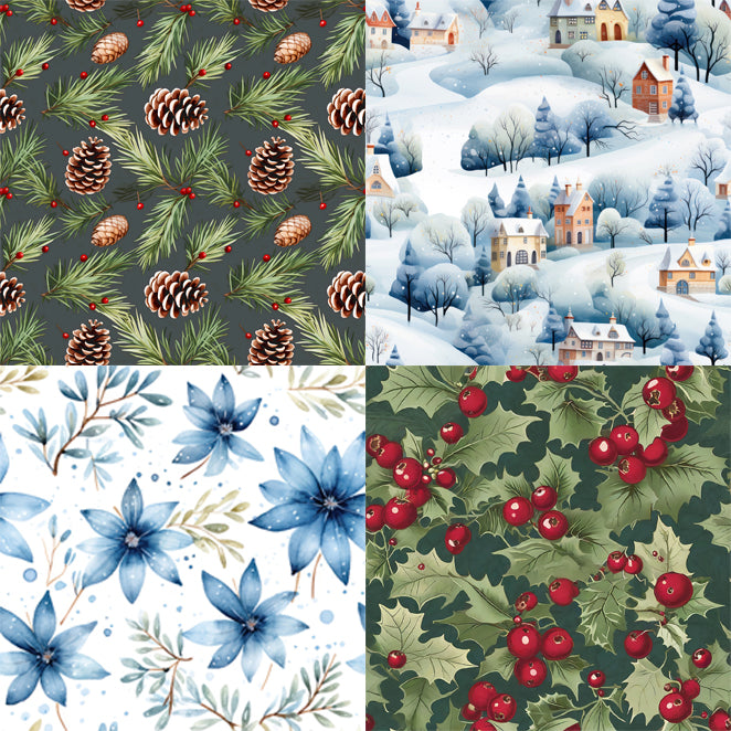 Pack patchwork Hiver 4 motifs - Village