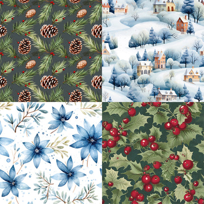 Pack patchwork Hiver 4 motifs - Village