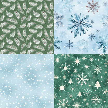 Pack patchwork Hiver 4 motifs - Flocons