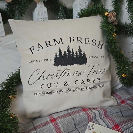 Housse "Farm Fresh Christmas Trees" 40x40cm
