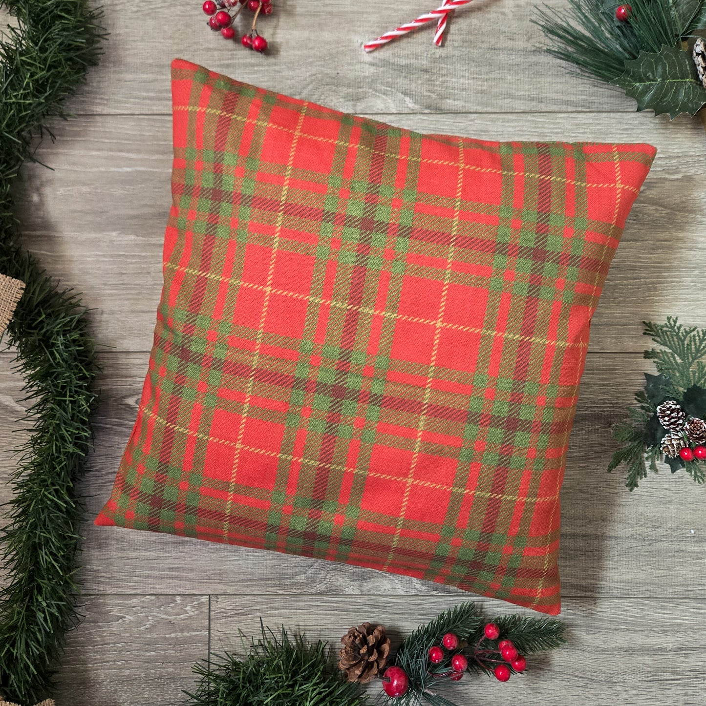 Housse de Coussin "Tartan de Noël" - 40x40cm