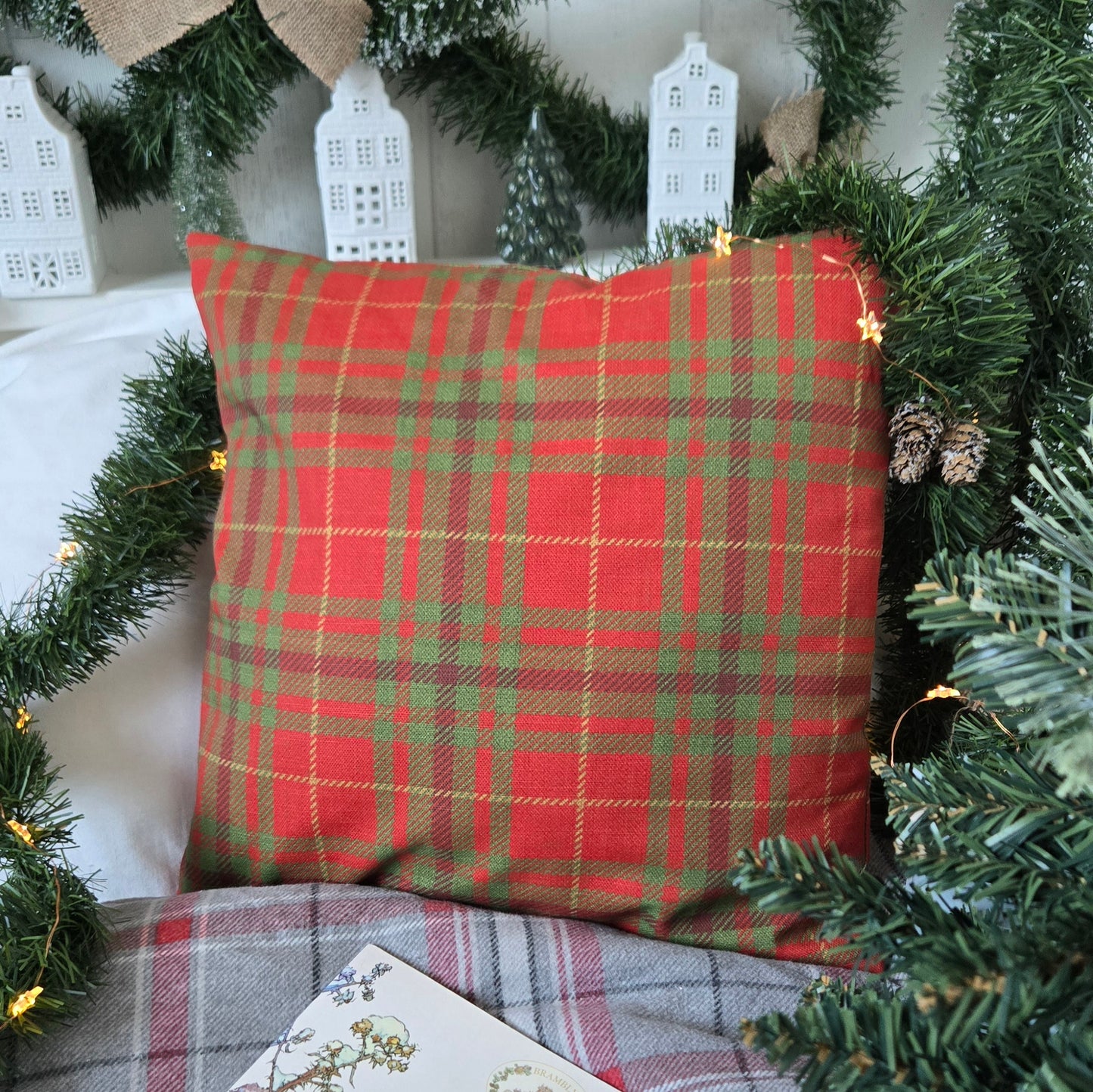 Housse de Coussin "Tartan de Noël" - 40x40cm